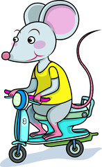Fototapeta na wymiar rat ride the bike to travel cartoon