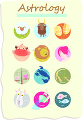 Fototapeta premium the 12 zidiac sign cartoon vector