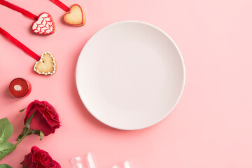 Valentine's day for dinner top view