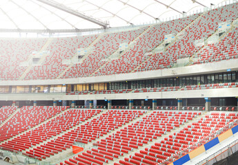 Naklejka premium empty stands in the sports stadium during quarantine