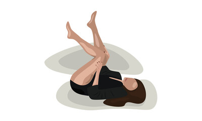 Woman laying on the back with the legs up