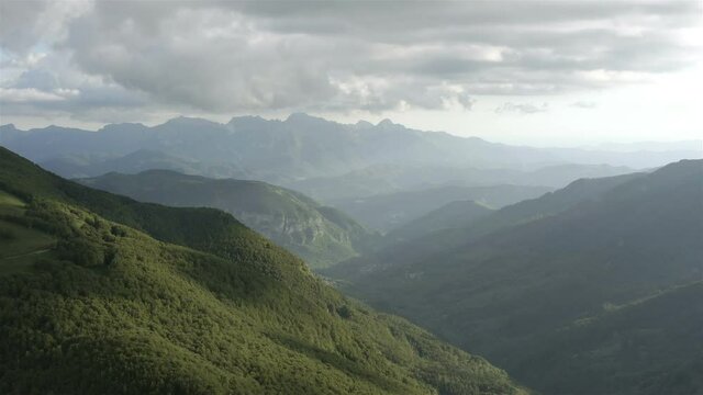Forests, mountains and valleys of Garfagnana with apuane alps in the background