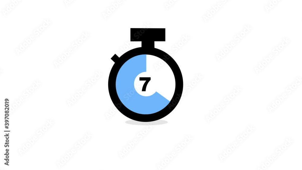 Poster primitive stopwatch from 10 to 0. timer with blue dial