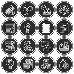 16 pack of cost accounting  lineal web icons set
