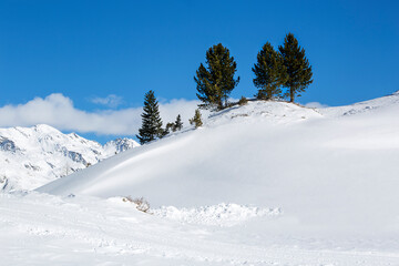 Snowy mountain landscape in the Austrian Alps