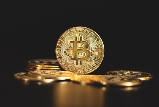 Bitcoin cryptocurrency, virtual money concept