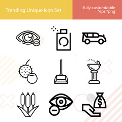 Simple set of commodity related lineal icons.