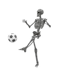 skeleton is kicking the football ball