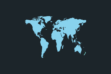 dark color earth map on black background, vector