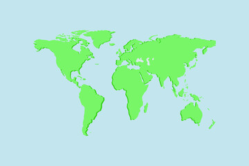 world map green color, science, travel, vector illustration