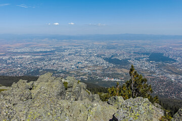 Panorama of Sofia from Kamen Del Peak at Vitosha Mountain, Bulgaria