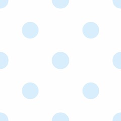 Seamless vector pattern with sweet pastel blue polka dots on white background