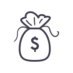 dollar bag line style icon vector design