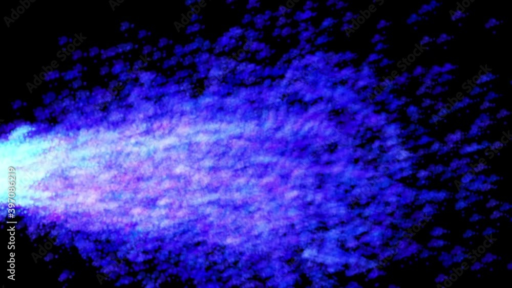 Poster abstract black background of particles movement in the form of blue, green, crimson colors changing 