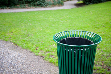 Trash can in a park
