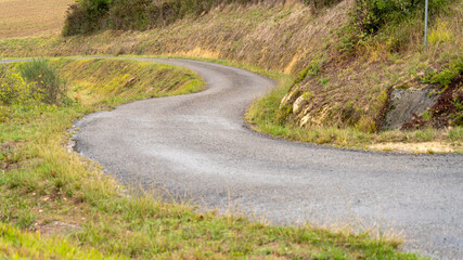 Winding country road, close-up
