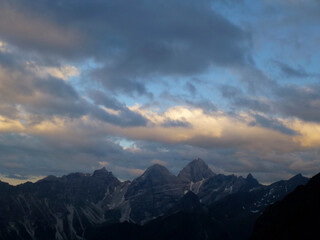 Tribulaun group mountains from Stubai high-altitude hiking trail, lap 8 in Tyrol, Austria