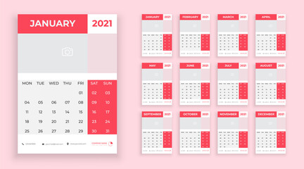Commercial wall flat calendar for 2021