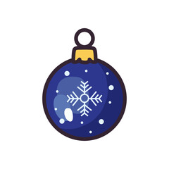 merry christmas sphere with snowflake vector design