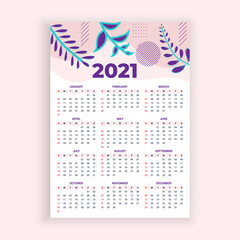 Hand drawn one page new year calendar
