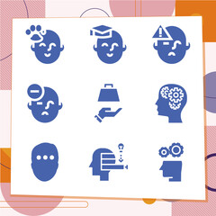 Simple set of 9 icons related to ought