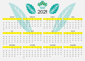 Illustrated landscape one page calendar