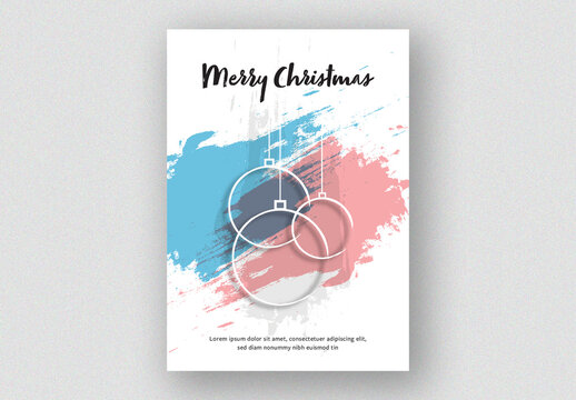 Abstract Christmas Card Layout with Brush Elements