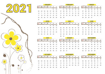  Minimal illustrated desk 2021 calendar