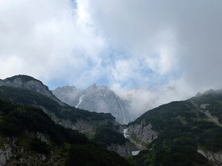 Fototapeta na wymiar Mountain panorama via ferrata Tajakante, Tyrol, Austria in summertime