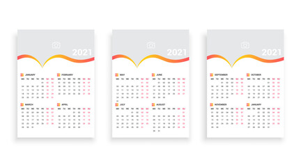 3 page modern wall calendar for 2021