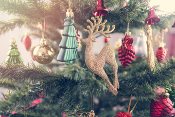 Close up Christmas Tree with Decorations, New year concept