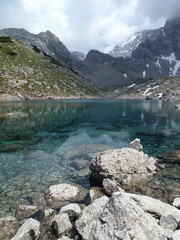 Drachensee lake at Tajakante, Tyrol, Austria in summertime
