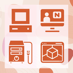 Simple set of screen background related filled icons