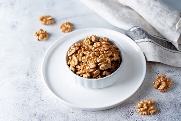 raw dried healthy walnuts nuts on a background