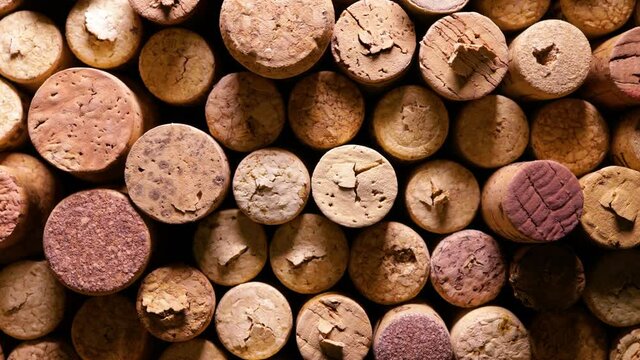 various corks from wine bottles as a video background