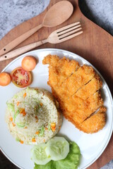 Indonesia fried rice of nasi goreng hijau or Spring green Vegetarian Fried Rice