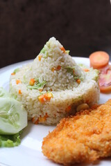 Indonesia fried rice of nasi goreng hijau or Spring green Vegetarian Fried Rice