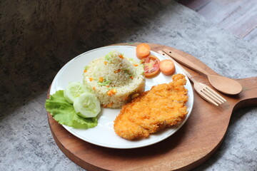 Indonesia fried rice of nasi goreng hijau or Spring green Vegetarian Fried Rice