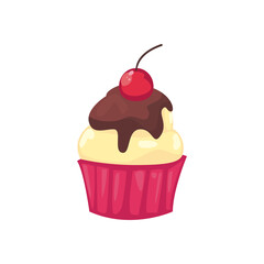 Sweet cupcake with cherry vector design