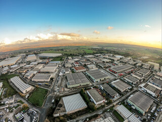 Industrial Area - Aerial view with Drone of Warehouses. Fiano Romano zona industriale
