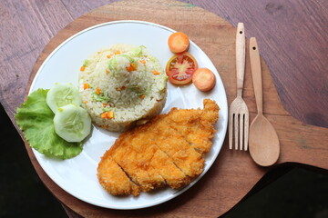 Indonesia fried rice of nasi goreng hijau or Spring green Vegetarian Fried Rice