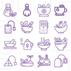 16 pack of bring down  lineal web icons set