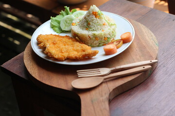 Indonesia fried rice of nasi goreng hijau or Spring green Vegetarian Fried Rice