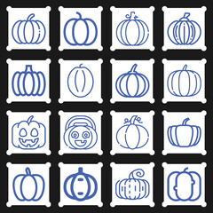 16 pack of pumpkin  lineal web icons set