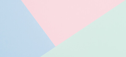 Abstract colored paper texture background. Minimal geometric shapes and lines in light blue, pastel pink, green colors