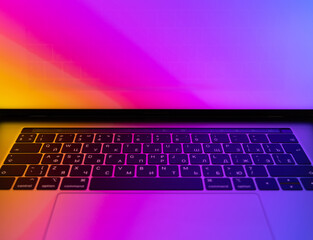 Inside MacBook illuminated with gradient