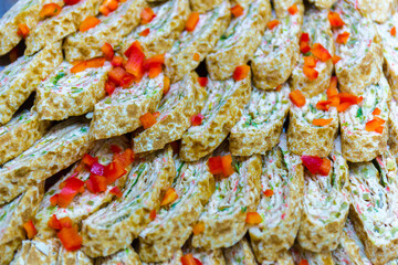 Served tasty meal in restaurant close up view.