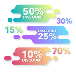 Sale and discounts banner illustration. Vector isolated set discount tags, banners, stickers, price signs, concept web sale banner. 