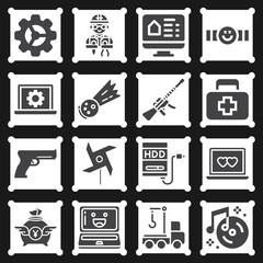 16 pack of machine  filled web icons set
