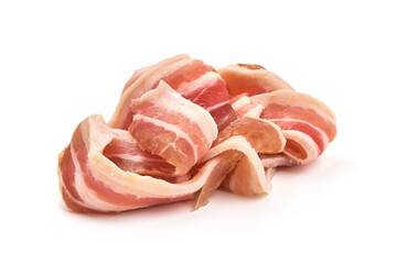 Bacon slices, sliced pork brisket, isolated on white background